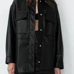 Zara Faux Leather Shirt Jacket